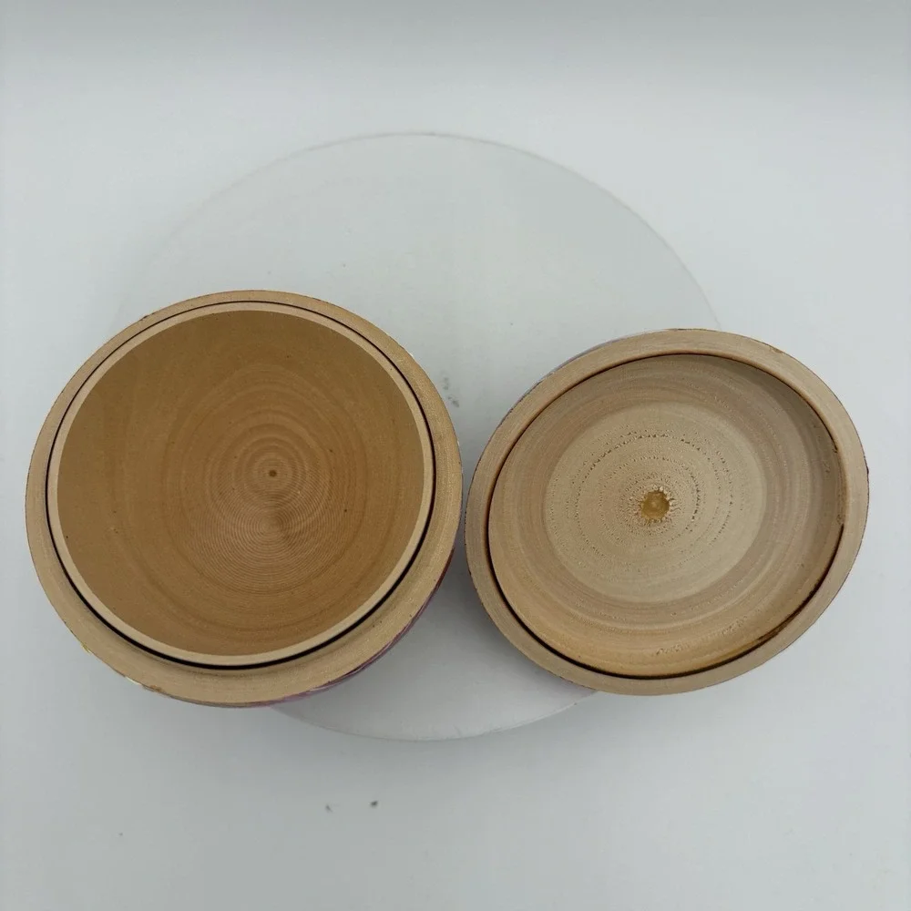 Hand-Painted Wooden Apple Trinket Dish Gold‎ Shimmer